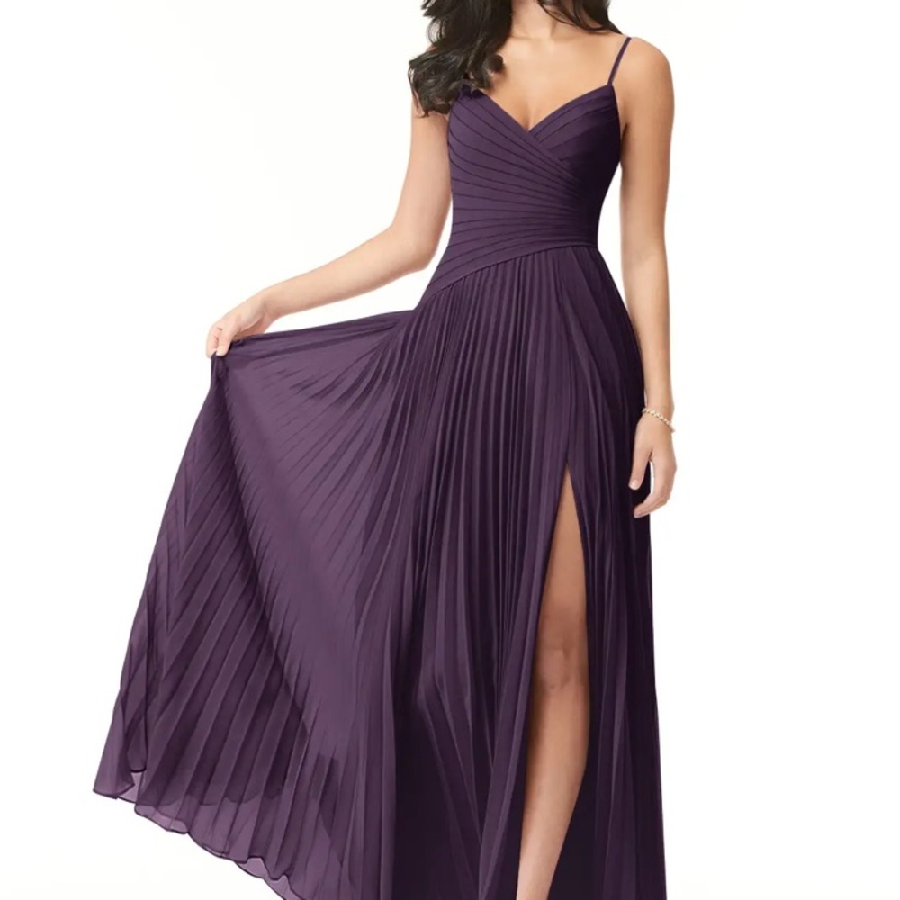AZAZIE Elegant Purple Pleated BRIDAL Dress